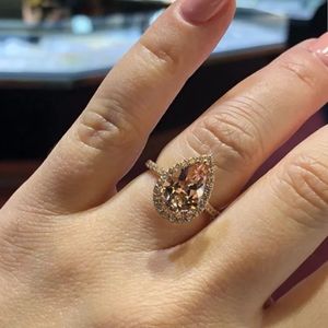 NEW 6 CARAT ROSE GOLD MORGANITE HALO RING